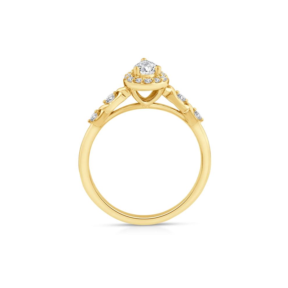 Lab Grown Diamond Pear-Shaped Halo Promise Ring in 10K Yellow Gold (1/2 ct. tw.) – Image 2 of 3