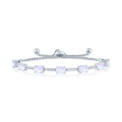 Lab-Created Opal & Lab-Created White Sapphire Bolo Bracelet in Sterling Silver