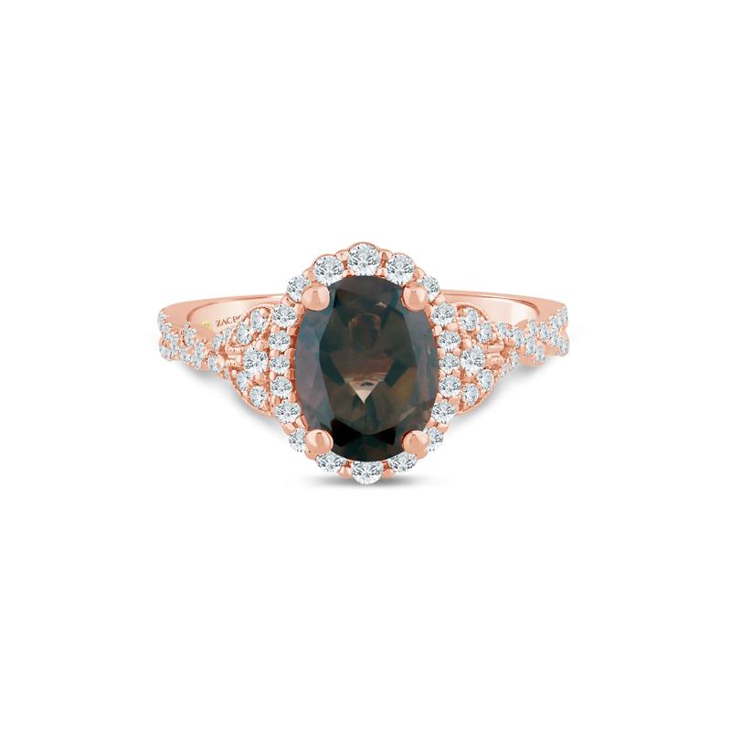 Afton Smoky Quartz and Diamond Engagement Ring in 14K Rose Gold &#40;1/2 ct. tw.&#41; – Image 1 of 3