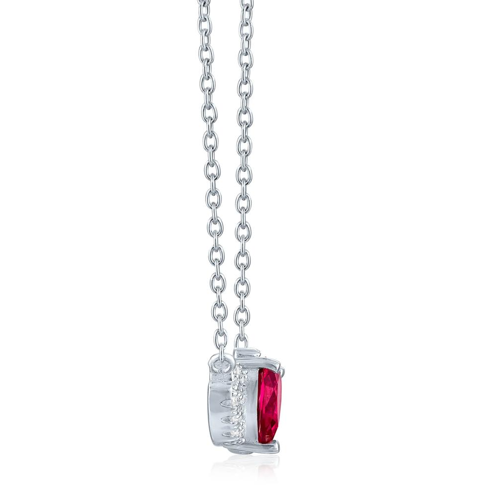 Lab-Created Ruby and Lab-Created White Sapphire Love Necklace in Sterling Silver – Image 2 of 3