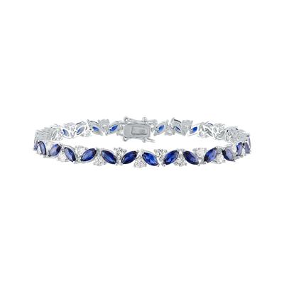 Lab Created Blue & White Sapphire Bracelet in Sterling Silver