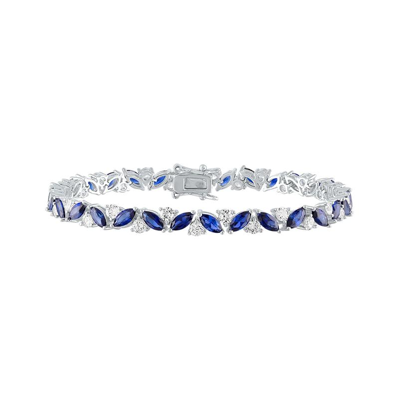 Lab Created Blue &amp; White Sapphire Bracelet in Sterling Silver – Image 1 of 1