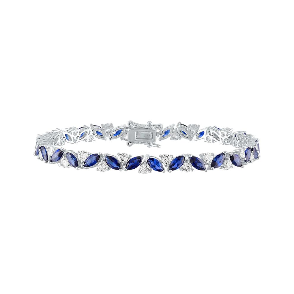 Lab Created Blue &amp; White Sapphire Bracelet in Sterling Silver – Image 1 of 1