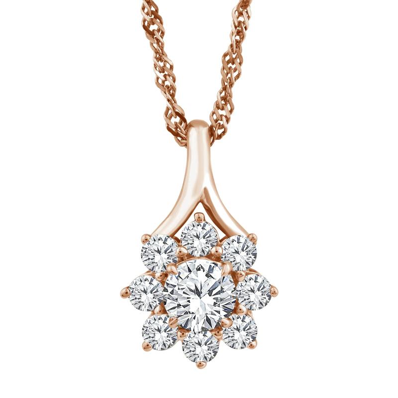 Lab Grown Diamond Starburst Pendant in 14K Rose Gold (1 ct. tw.) – Image 1 of 3