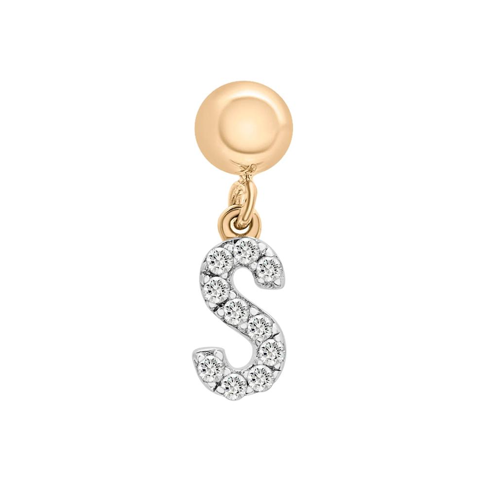 Diamond Accent S Initial Bead Charm in Vermeil – Image 1 of 3