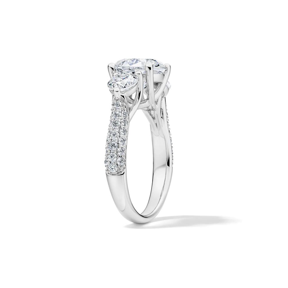 Lab-Created Moissanite Three-Stone Ring in 10K White Gold (3 9/10 ct. dew) – Image 3 of 3