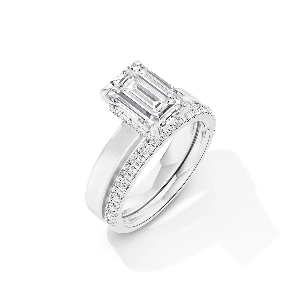 Lab Grown Diamond Emerald-Cut Center Engagement Set in 14K White Gold (4 ct. tw.) – Image 5 of 6