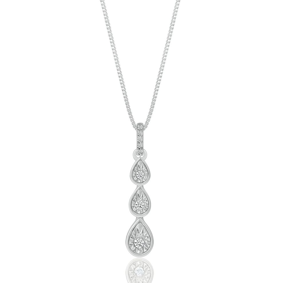 Diamond Accent Drop Pendant in Sterling Silver – Image 1 of 3