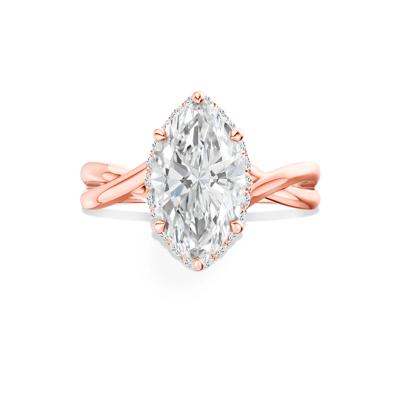 Ruby Lab Grown Diamond Marquise Center Engagement Ring in 14K Rose Gold (3 1/4 ct. tw.)