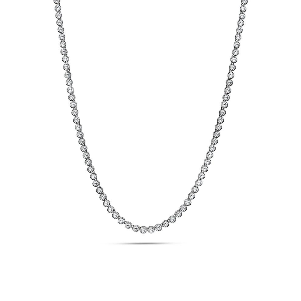 Lab Grown Diamond Bezel-Set Tennis Necklace in 10K White Gold (10 ct. tw.) – Image 1 of 4