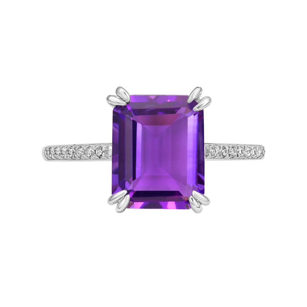 Amethyst &amp; Diamond Accent Ring in Sterling Silver – Image 1 of 3