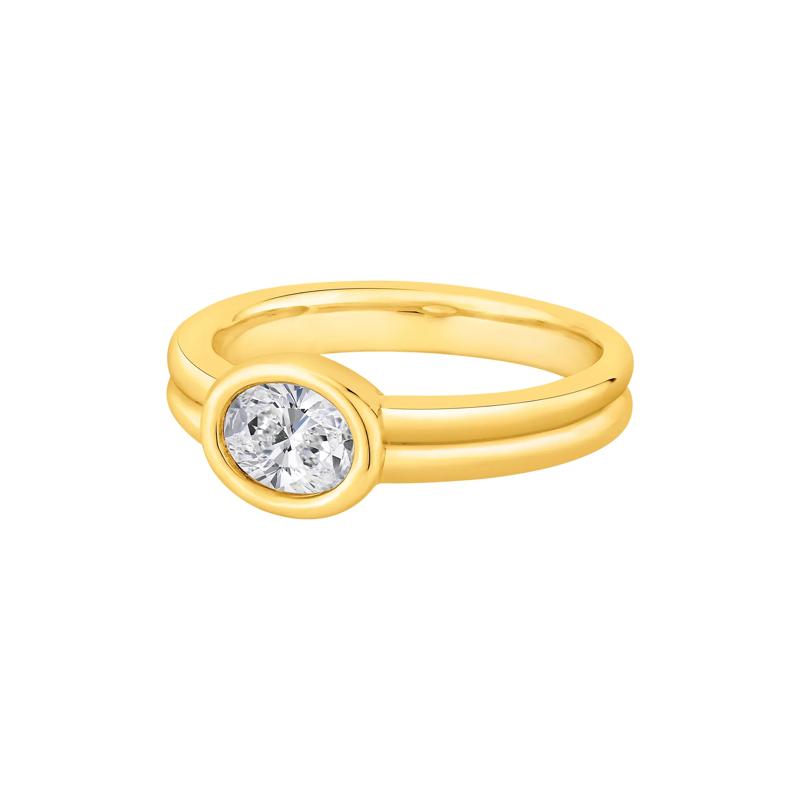 Lab Grown Diamond East-West Oval Ring in 14K Yellow Gold &#40;1/2 ct. tw.&#41; – Image 4 of 4