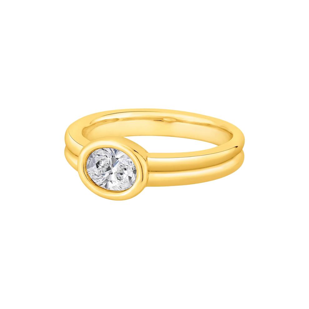 Lab Grown Diamond East-West Oval Ring in 14K Yellow Gold (1/2 ct. tw.) – Image 4 of 4
