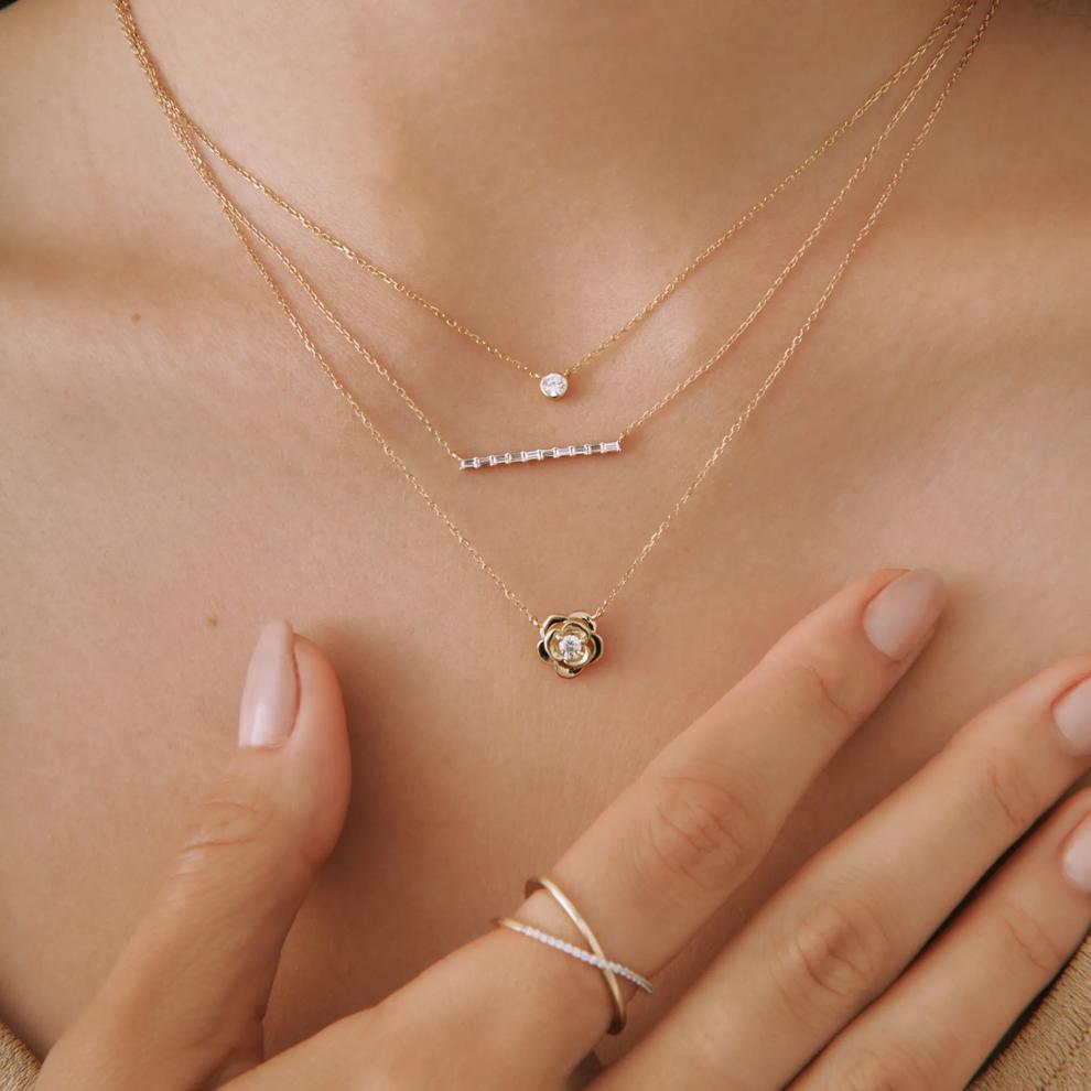 Diamond Flower Pendant in 14K Yellow Gold (1/10 ct. tw.) – Image 5 of 6