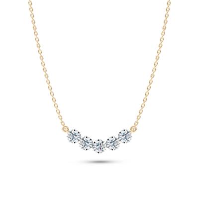 Lab Grown Diamond Invisible Set Five-Stone Smile Necklace in 14K Gold