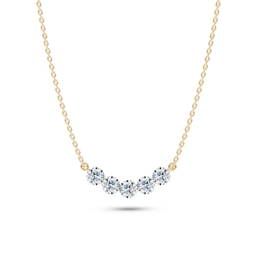Lab Grown Diamond Invisible Set Five-Stone Smile Necklace in 14K Yellow Gold (1 ct. tw.) – Image 1 of 4
