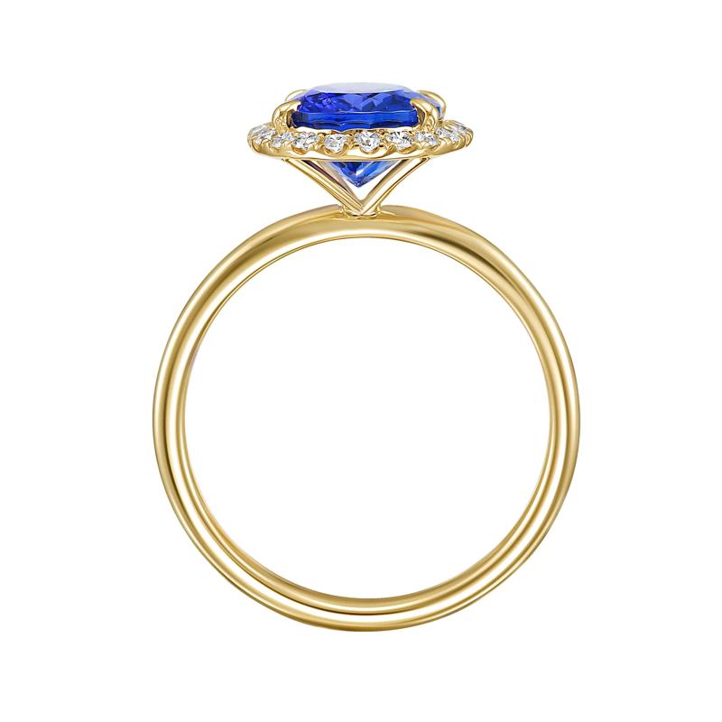 Tanzanite Oval &amp; Diamond Halo Ring in 14K Yellow Gold &#40;1/5 ct. tw.&#41; – Image 2 of 3