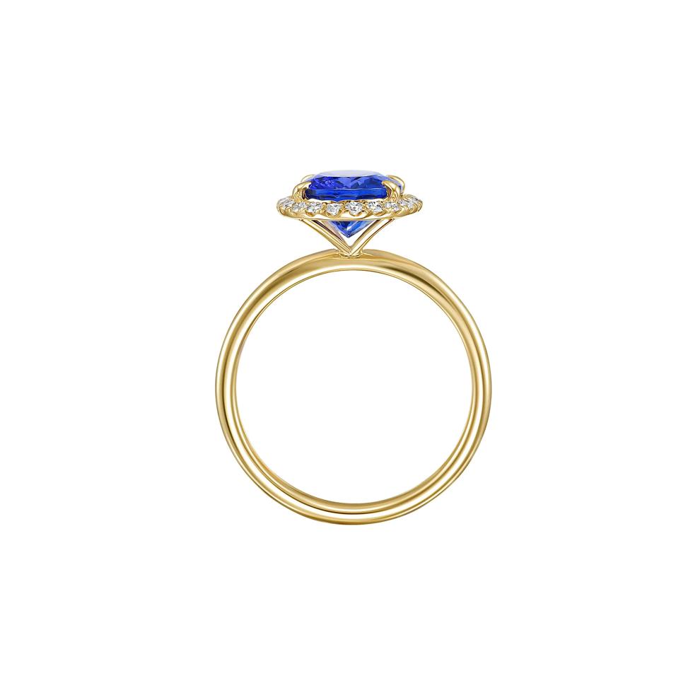 Tanzanite Oval &amp; Diamond Halo Ring in 14K Yellow Gold (1/5 ct. tw.) – Image 2 of 3