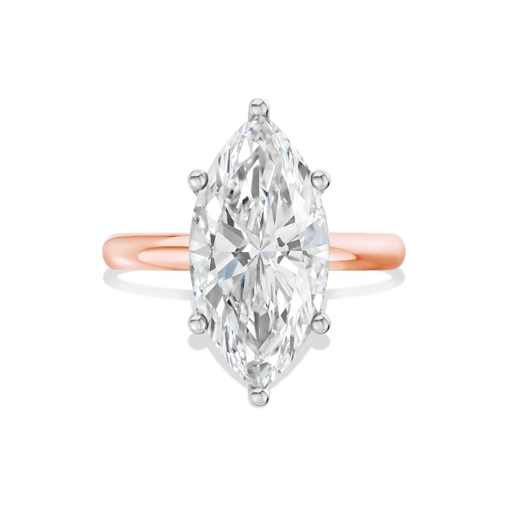 Lab Grown Diamond Marquise Solitaire Engagement Ring in 14K Rose &amp; White Gold (5 ct.) – Image 1 of 4