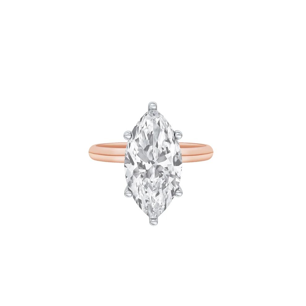 Lab Grown Diamond Marquise Solitaire Engagement Ring in 14K Rose &amp; White Gold (5 ct.) – Image 1 of 4