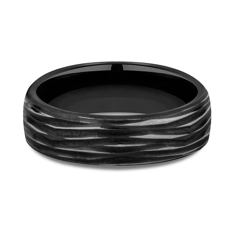 Men's Bark Pattern Band in Black Titanium, 6.5MM – Image 1 of 3