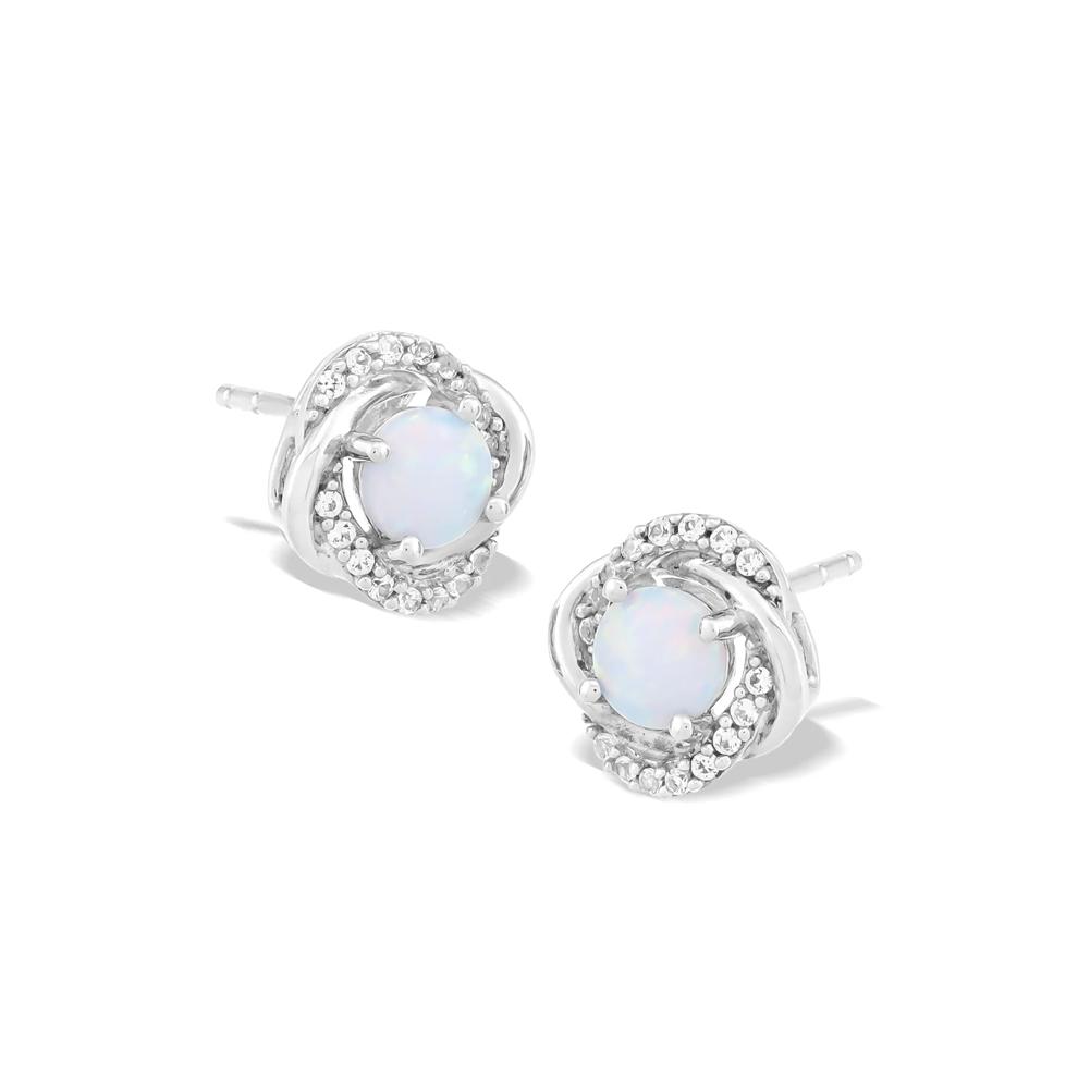 Lab-Created Opal &amp; Lab-Created White Sapphire Stud Earrings in Sterling Silver – Image 1 of 2