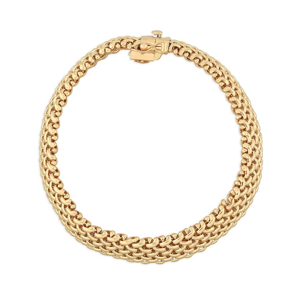 Woven Bracelet in 14K Yellow Gold, 12mm, 7.5" – Image 2 of 2