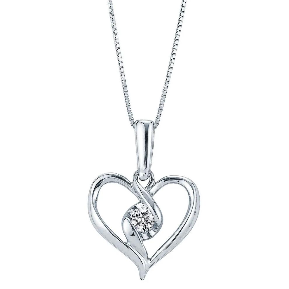 1/10 ct. tw. Diamond Heart Pendant in 10K White Gold – Image 1 of 3
