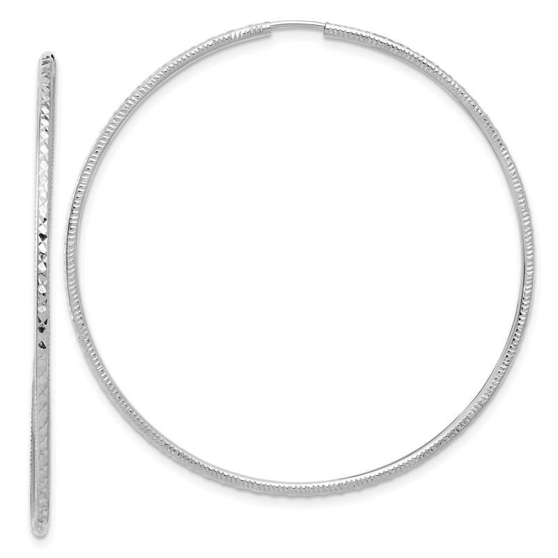 Diamond-Cut Hoop Earrings in 14K White Gold, 48MM – Image 2 of 2