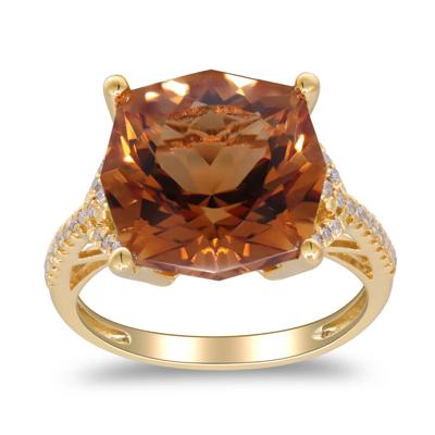 Citrine & Diamond Ring in 14K Yellow Gold (1/8 ct. tw.)