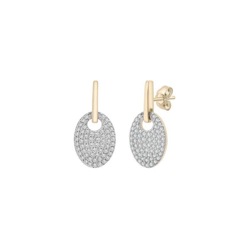 Pav&eacute; Diamond Door Knocker Earrings in 10K Yellow Gold &#40;1/4 ct. tw.&#41; – Image 1 of 1