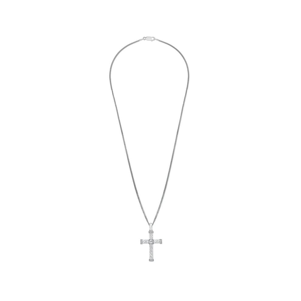 Men's Diamond Cross Pendant Necklace in Sterling Silver (1/3 ct. tw.) – Image 3 of 4