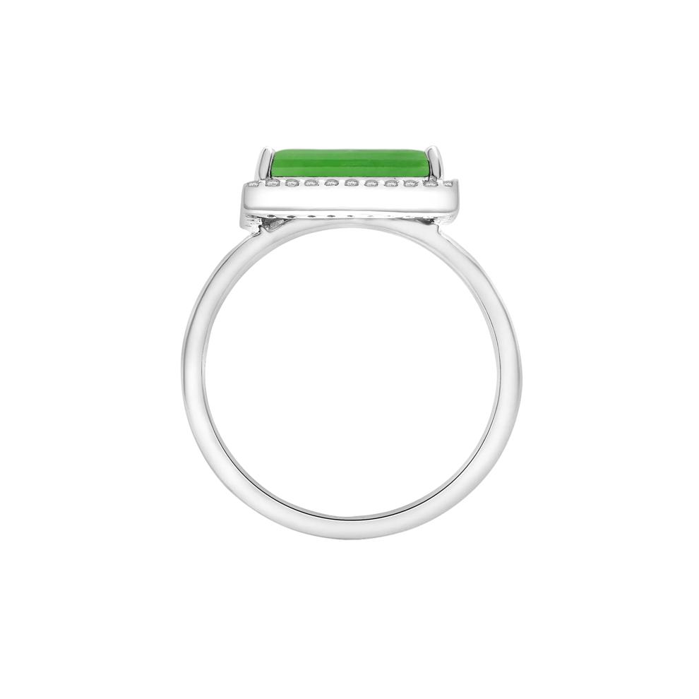 Jade and Lab-Created White Sapphire Cocktail Ring in Sterling Silver – Image 2 of 5