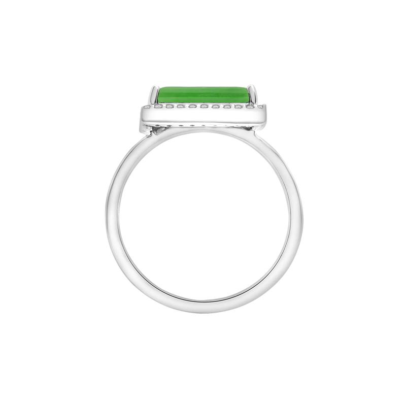 Jade and White Sapphire Cocktail Ring in Sterling Silver – Image 2 of 5