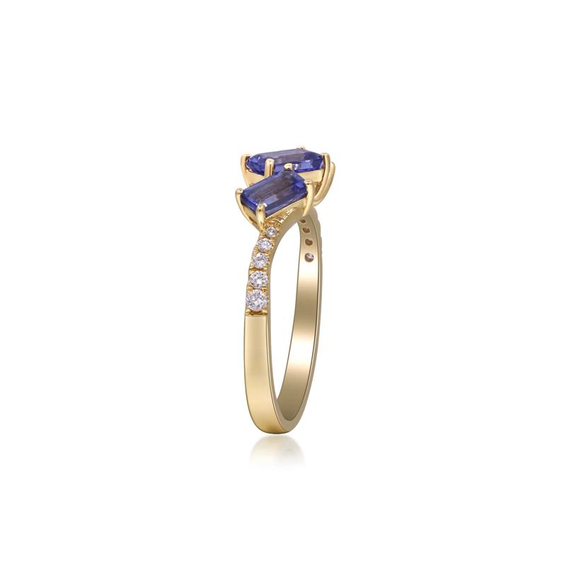 Tanzanite and Diamond Accent Ring in 10K Yellow Gold &#40;1/10 ct. tw.&#41; – Image 3 of 5