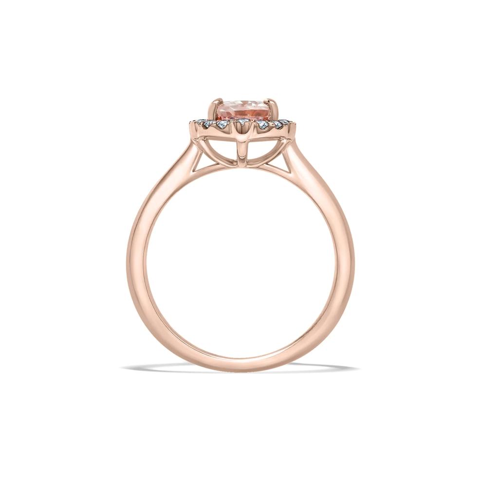 Morganite &amp; Diamond Halo Ring in 10K Rose Gold (1/4 ct. tw.) – Image 3 of 4