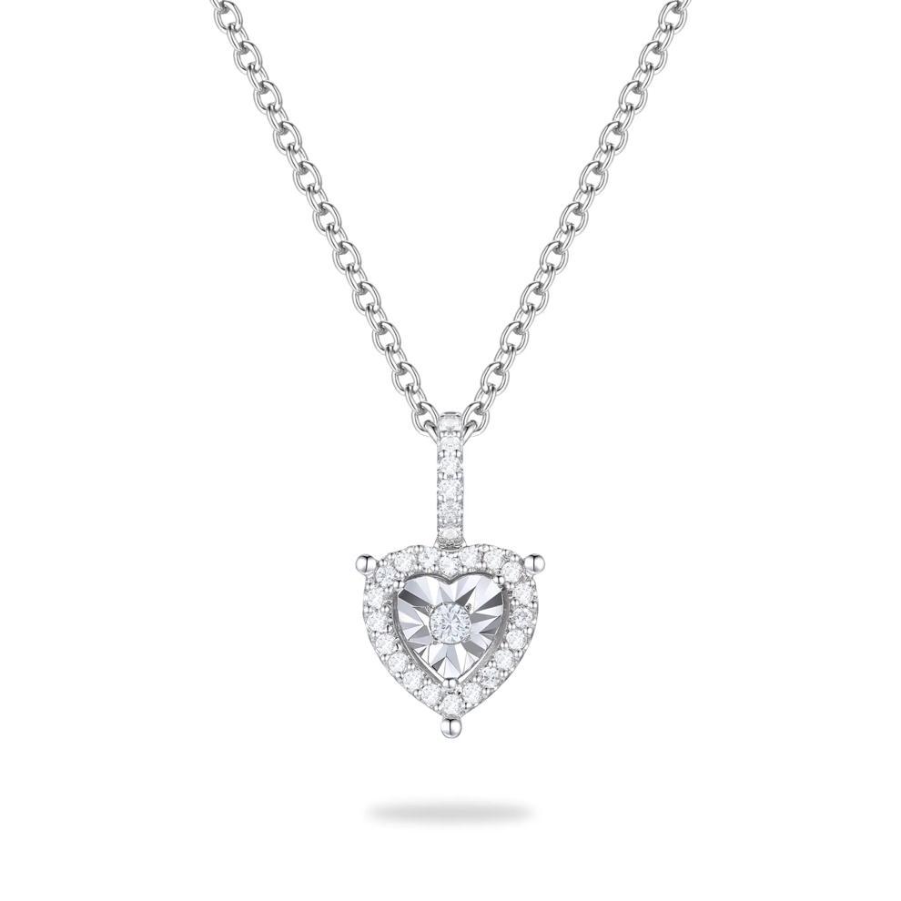 Diamond Illusion Heart Pendant in Sterling Silver (1/4 ct. tw.) – Image 1 of 4