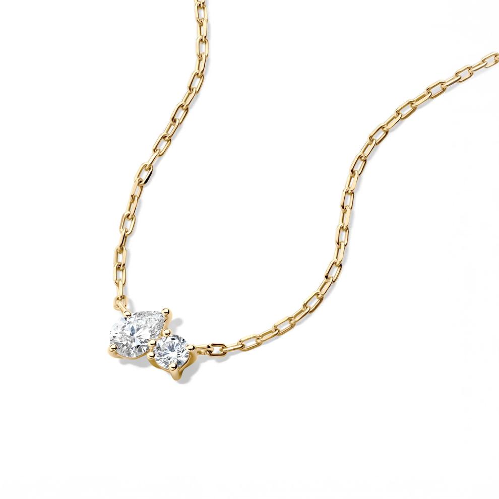 Lab Grown Diamond Toi et Moi Necklace in 10K Yellow Gold (1/3 ct. tw.) – Image 4 of 4