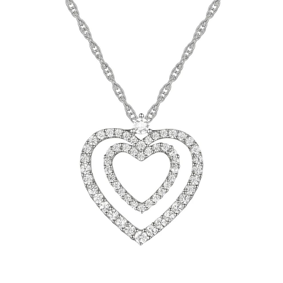 Diamond Double Heart Pendant in 10K White Gold (3/8 ct. tw.) – Image 1 of 3