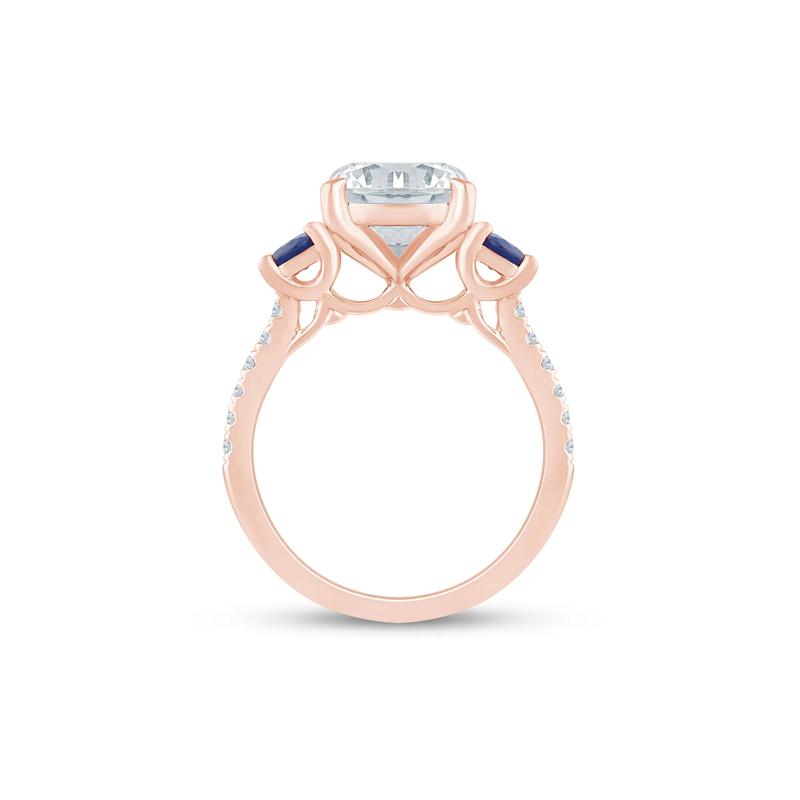 Lab Grown Diamond and Blue Sapphire Engagement Ring in 14K Rose and Yellow Gold &#40;3 1/7 ct. tw.&#41; – Image 2 of 3