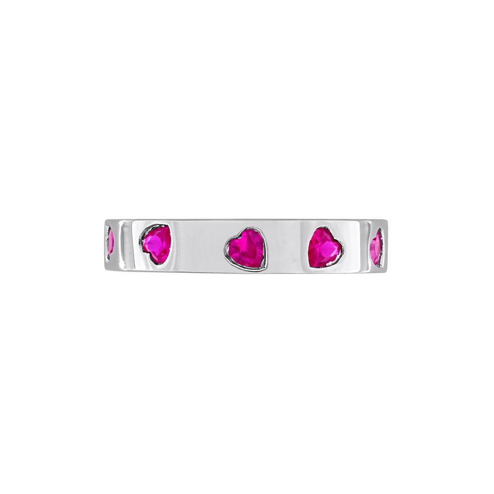 Heart-Shaped Lab-Created Ruby Eternity Band in Sterling Silver – Image 1 of 7