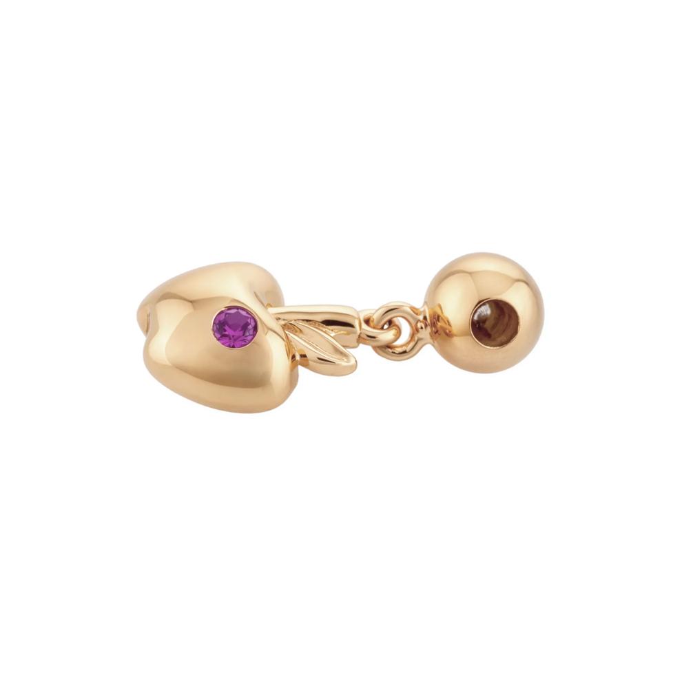 Lab-Created Ruby Apple Bead Charm in Vermeil – Image 2 of 2