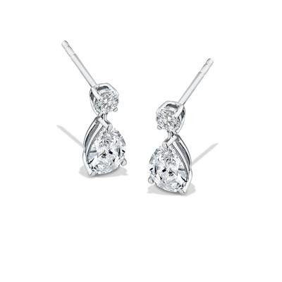 Lab Grown Diamond Pear-Shaped & Round Drop Earrings in 10K Gold
