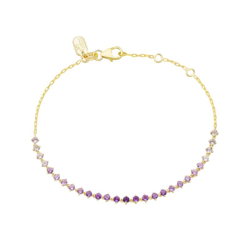 Pink &amp; Purple Amethyst Bracelet in 10K Yellow Gold – Image 1 of 2