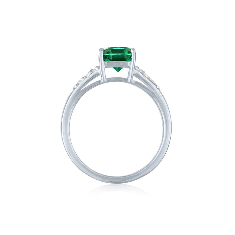 Lab-Created Emerald &amp; Lab-Created White Sapphire Thick Band Ring in Sterling Silver – Image 2 of 3