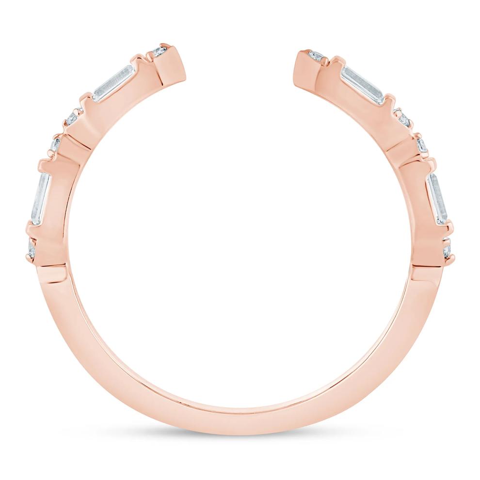 Lab Grown Diamond Baguette and Round Open Band in 14K Rose Gold (1/7 ct. tw.) – Image 2 of 3