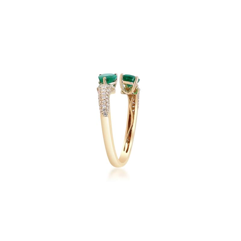 Emerald and Diamond Bypass Ring in 14K Yellow Gold &#40;1/3 ct. tw.&#41; – Image 3 of 4