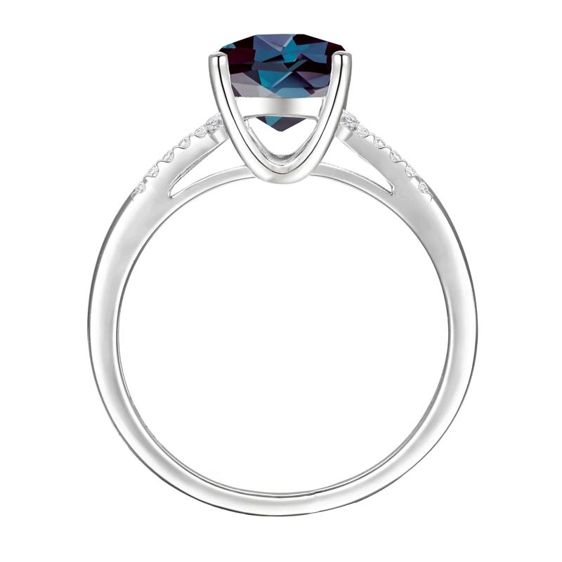 Lab-Created Alexandrite and Diamond Ring in 10K White Gold (1/7 ct. tw.) – Image 2 of 3
