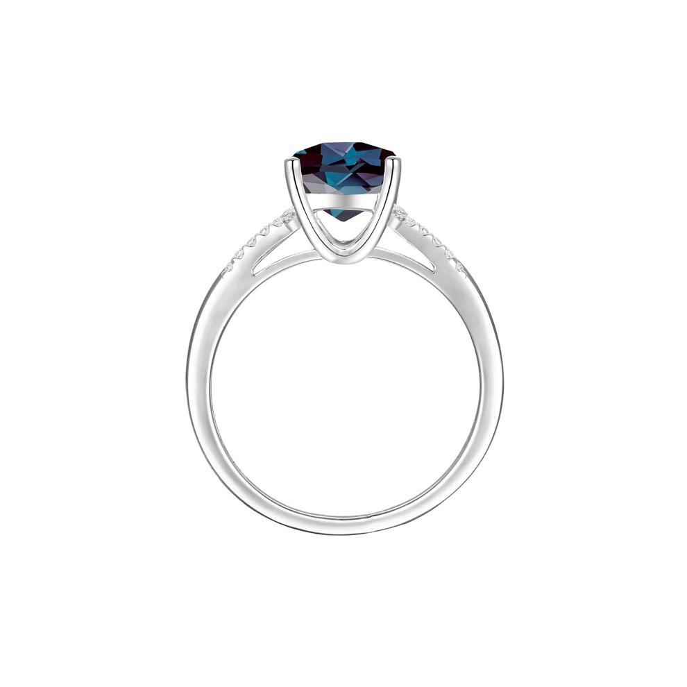 Lab-Created Alexandrite and Diamond Ring in 10K White Gold (1/7 ct. tw.) – Image 2 of 3