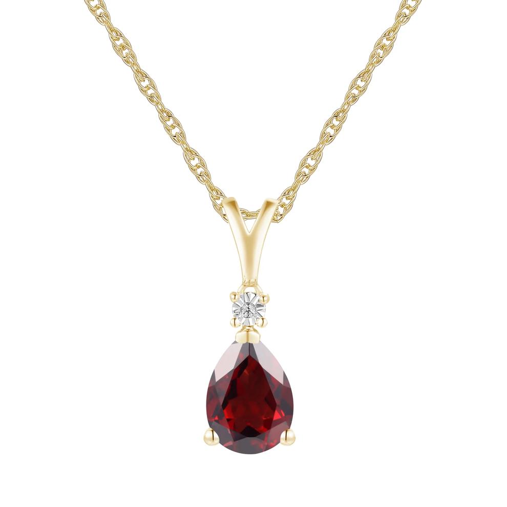 Garnet &amp; Diamond Accent Pendant &amp; Earrings Boxed Set in 10K Yellow Gold – Image 3 of 5